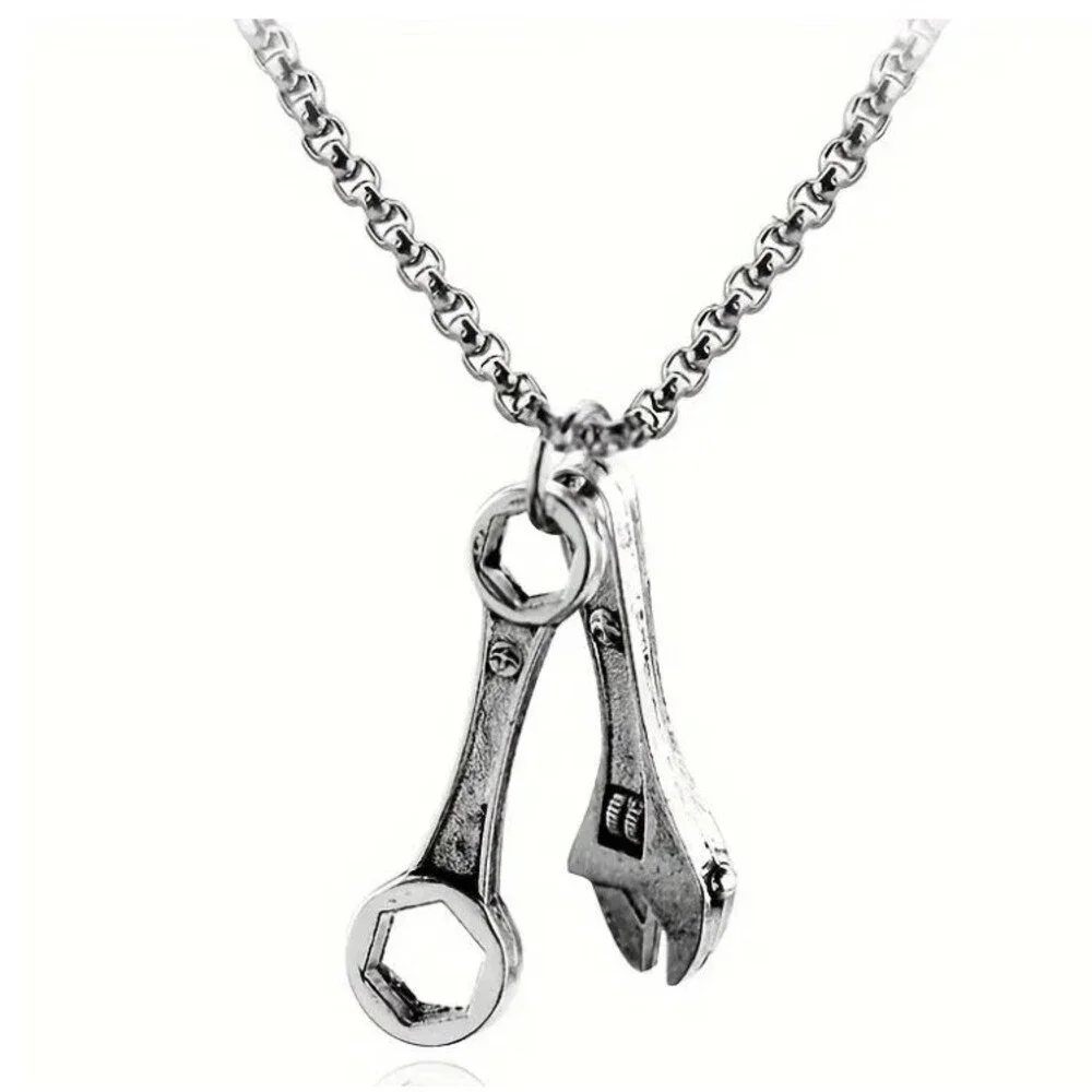 Men's Steel Necklace Construction Mechanic TOOLS Wrench